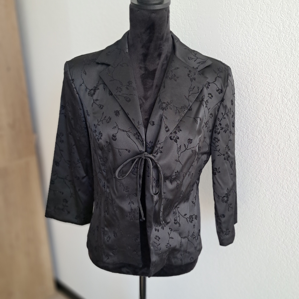 Vintage Breakin Loose Blazer Black Floral Brocade Evening Whimsygoth Y2K 11/12